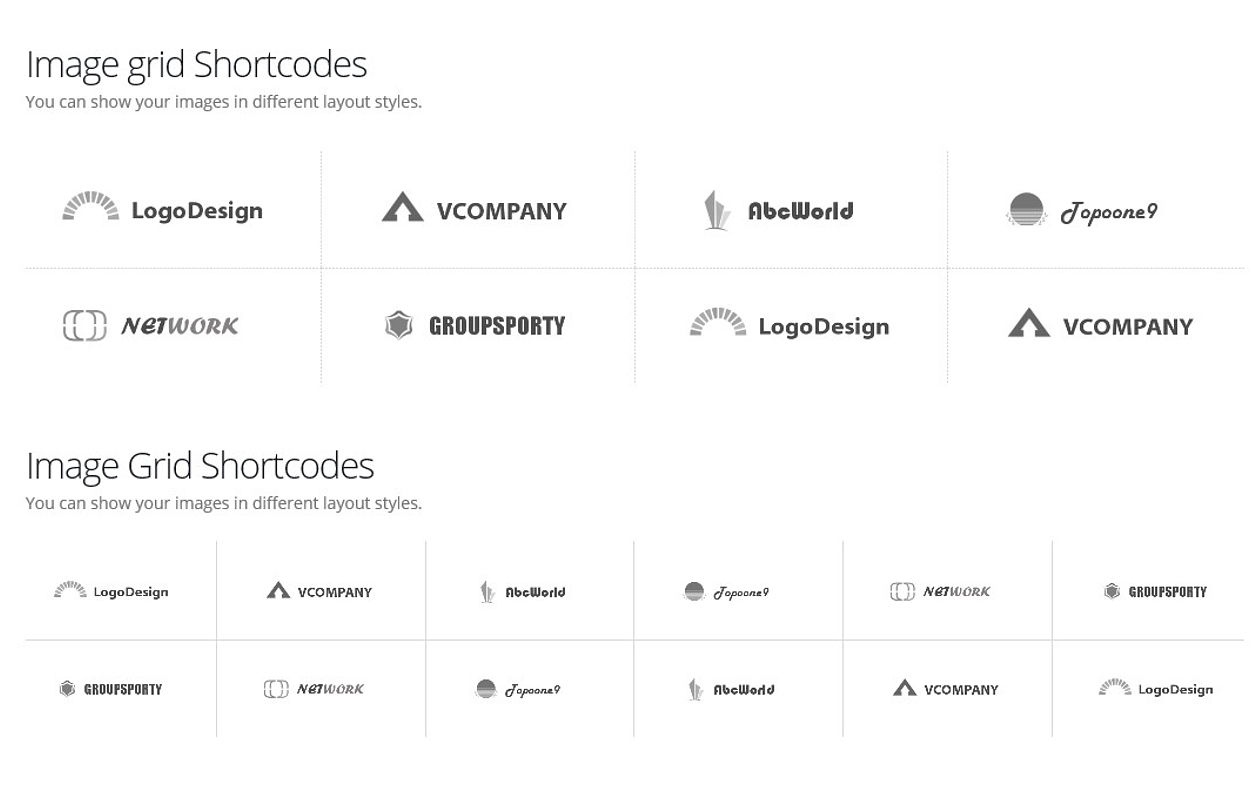 เว็บไซต์สำเร็จรูป shortcodes Image Grids